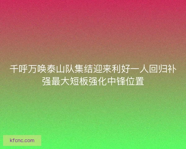 千呼万唤泰山队集结迎来利好一人回归补强最大短板强化中锋位置