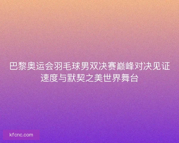 巴黎奥运会羽毛球男双决赛巅峰对决见证速度与默契之美世界舞台